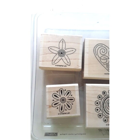 Stampin' Up! "Polka Dot Punches" Stamp Set Wood Mount Never Used Boho Bindi Look - Picture 3 of 5